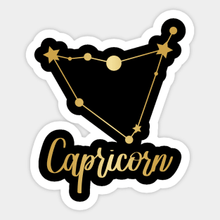 Capricorn Zodiac in Gold - Black Sticker